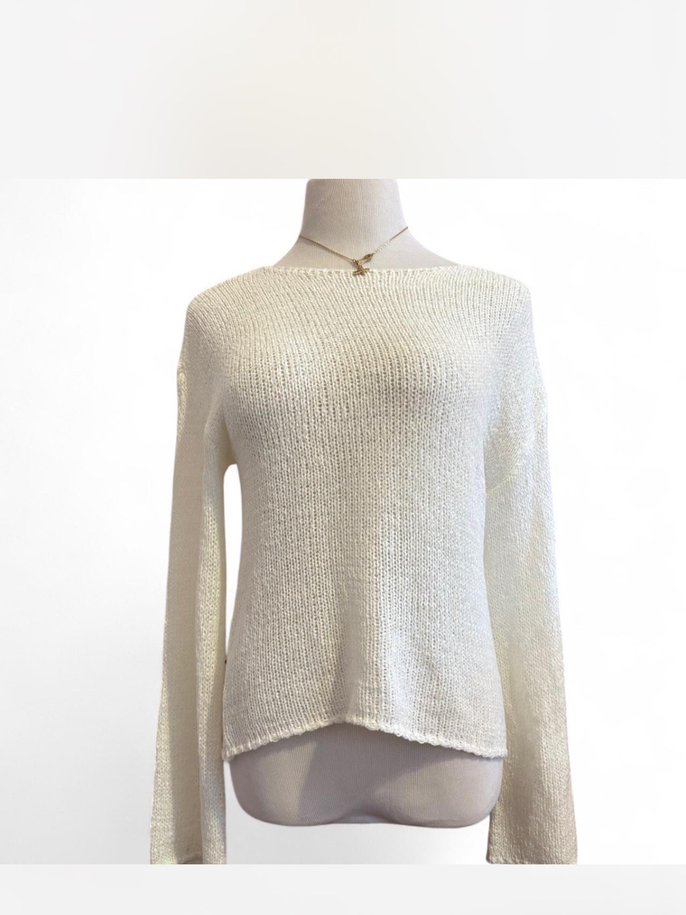 Edikted Cream Boatneck Lightweight Knit Sweater